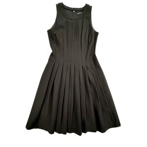 White House Black Market Black Sleeveless Pleated Fit & Flare Dress Size 0 (163)